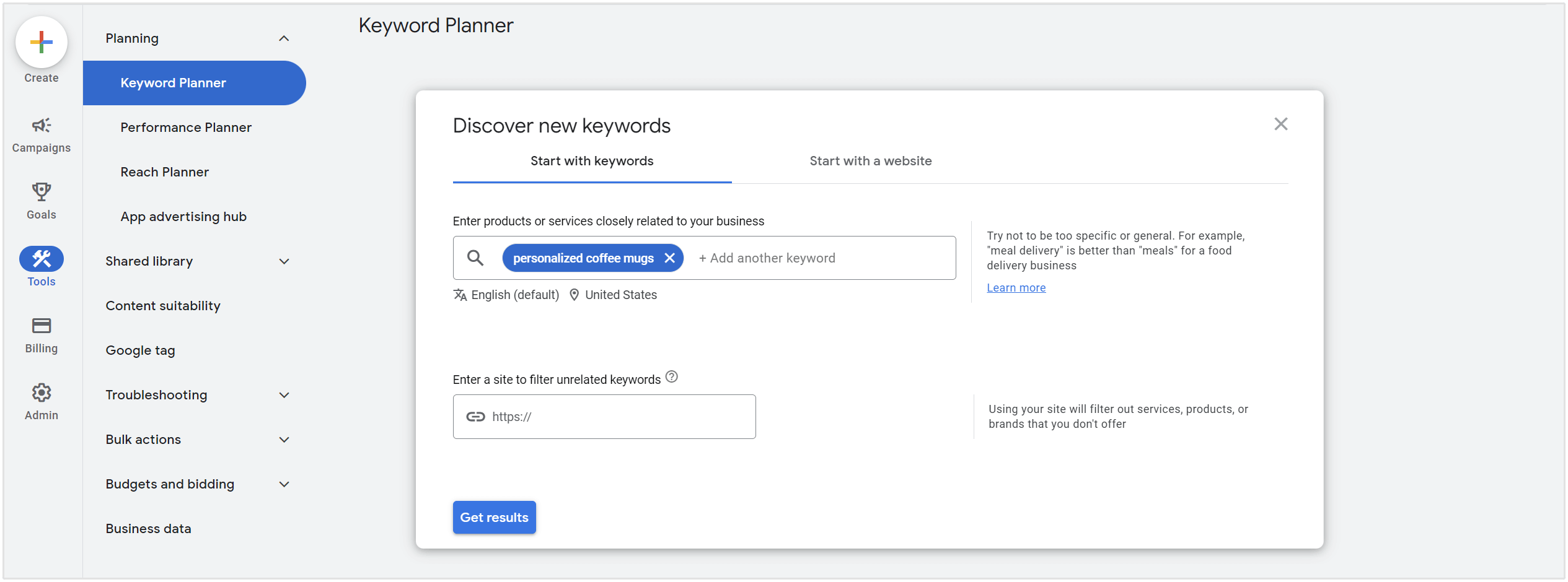 comment trouver des mots-clés de niche avec Google Keyword Planner